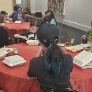 campers enjoying their breakfast